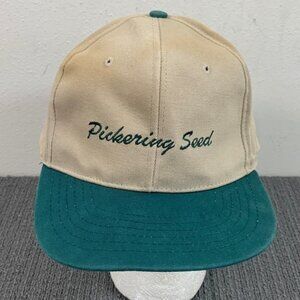 Vintage Pickering Seed Snapback Hat Mens Adjustable Beige Green Baseball Cap KTC